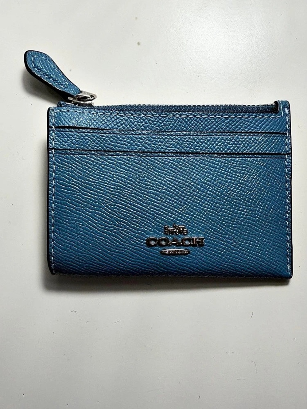Coach Mini Skinny ID Case Blue Wristlet Wallet